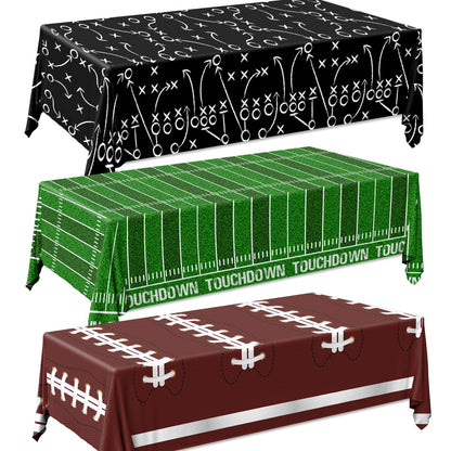 Dydamud Football Party Decorations, Disposable Field Tablecloth Plastic Rectangular Touchdown Table Cover for Sports Birthday Game Day Tailgate
