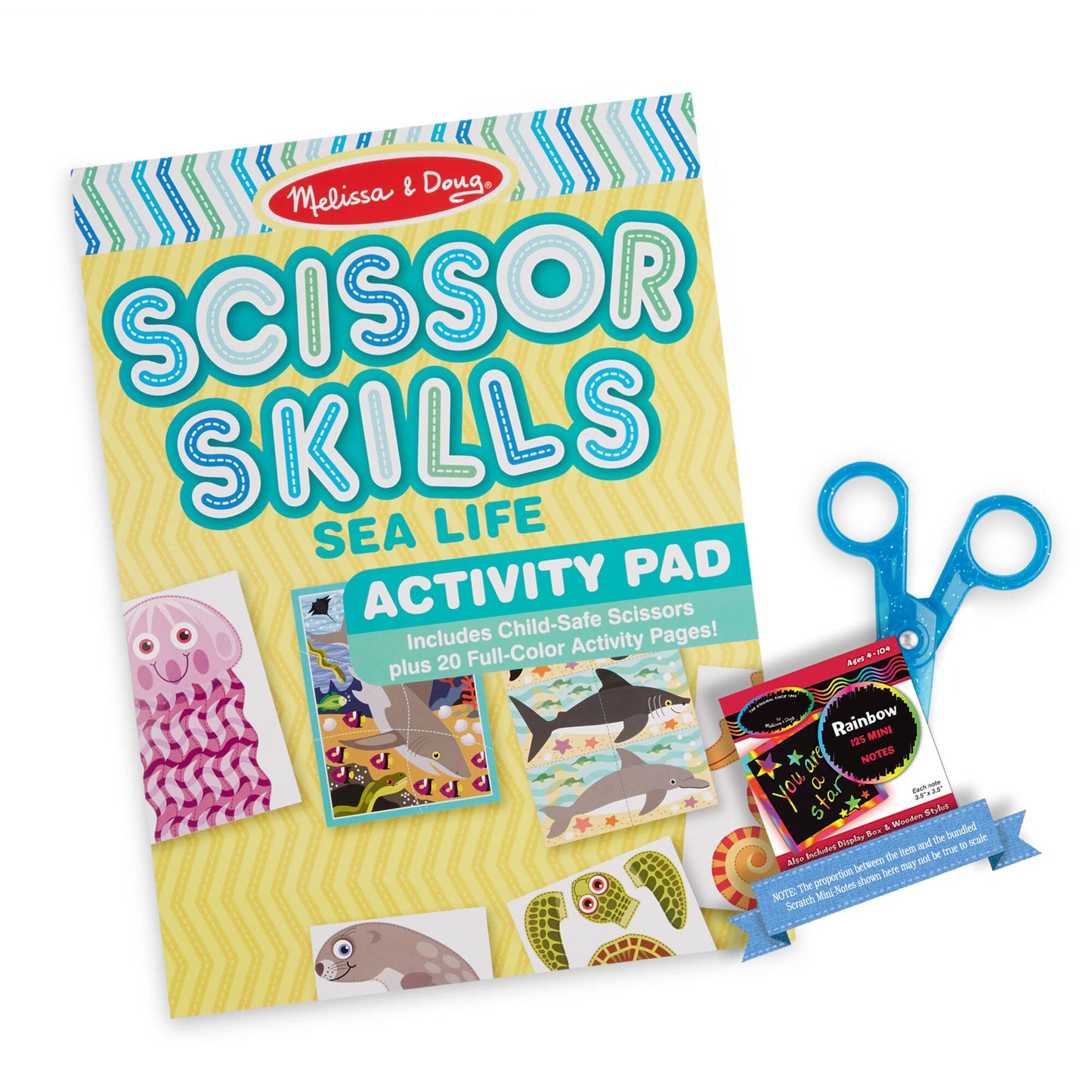 Melissa & Doug Sea Life: S c i s s o r Skills Activity Pad Bundle with 1 Theme Compatible M&D Scratch Fun Mini-Pad (32007)