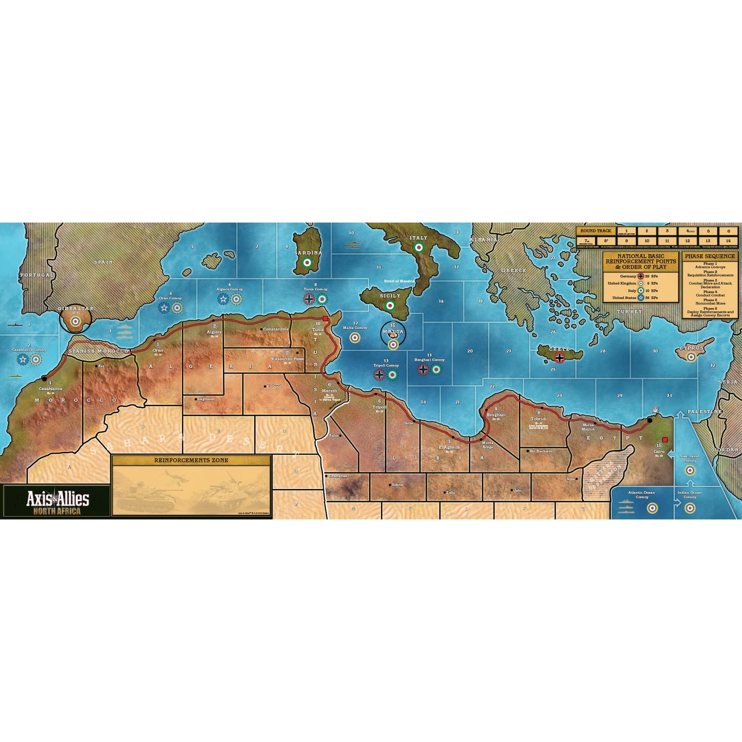 Renegade Game Studios Axis & Allies North Africa WWII Strategy Board Game with 250+ Miniatures - 2-4 Players