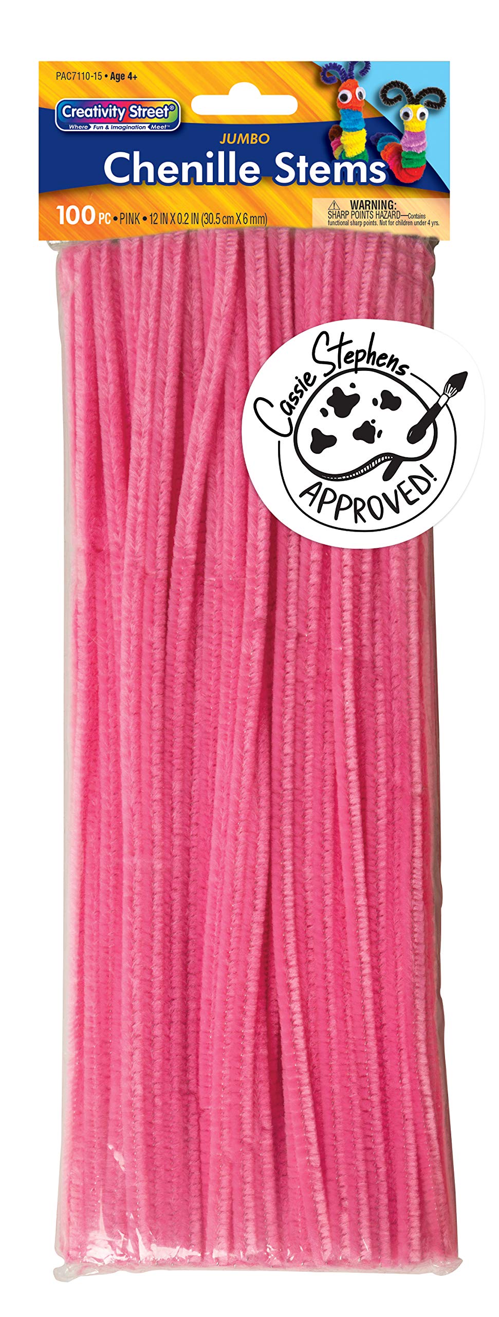 Creativity Street Chenille Stems/Pipe Cleaners 12 Inch x 4mm 100-Piece, Pink