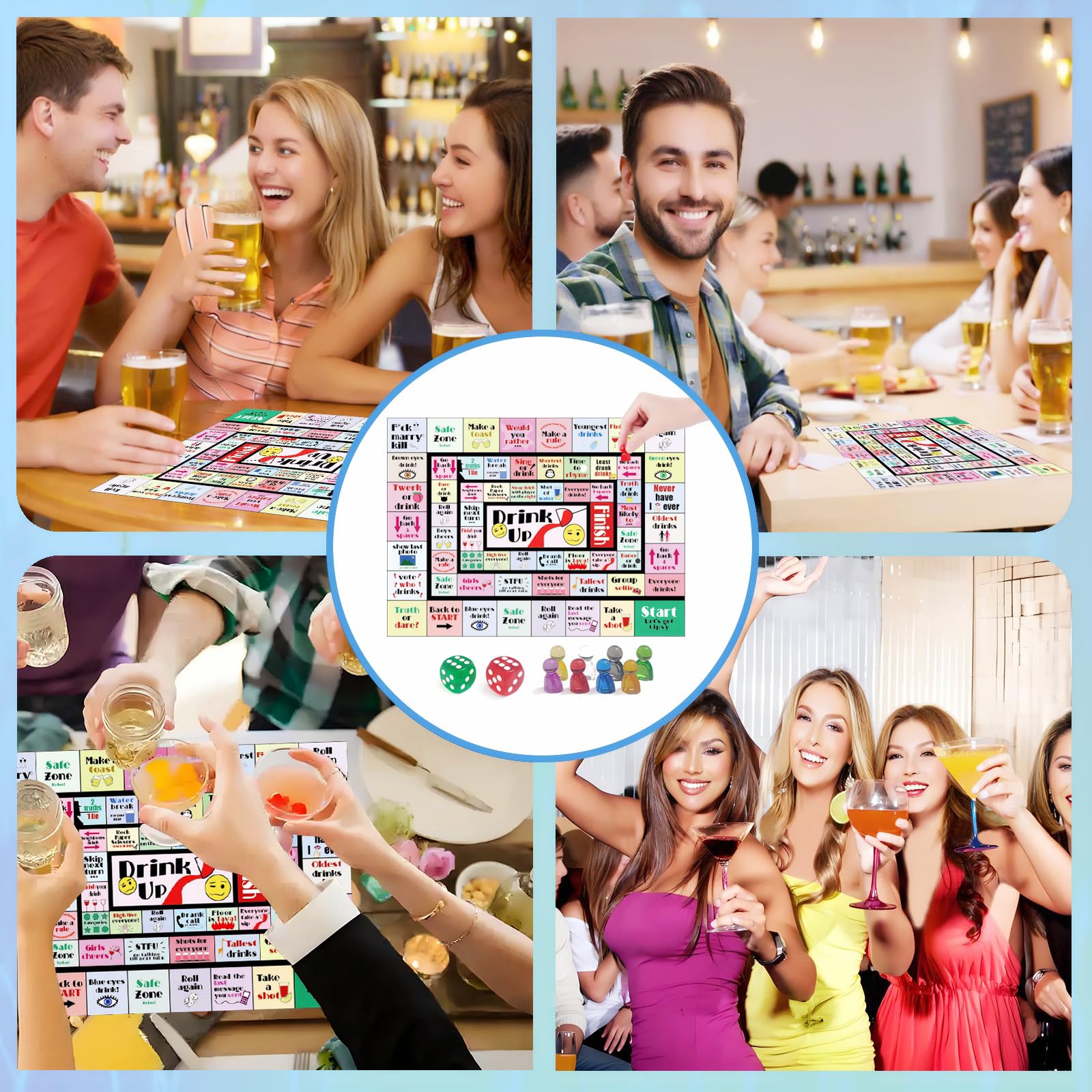 gzaymng Drinking Board Games for Adults, Leather Mat Drinking Board Game, Hilarious Party Games for Bachelorette, Tailgate Night (2-8 Players, Age
