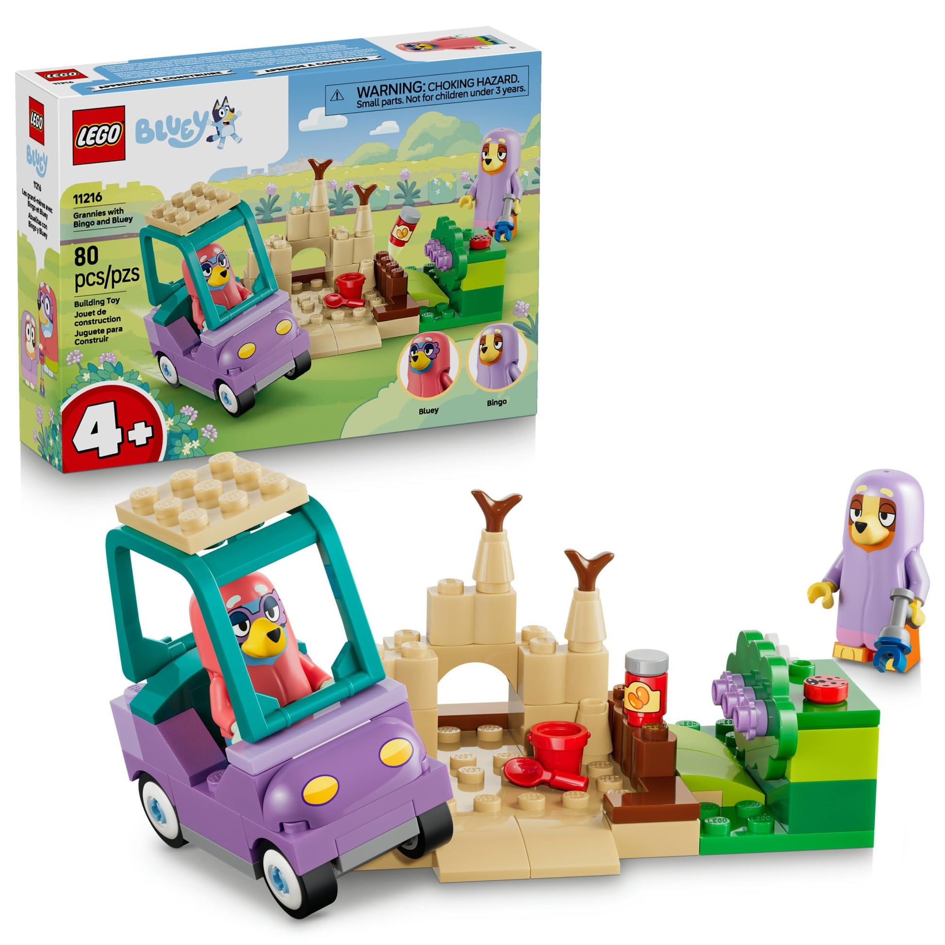 LEGO Bluey Grannies with Bingo and Bluey - Building Toy for Girls & Boys, Ages 4+ - Toddler Car & Playset with 2 Characters - Gift for Birthdays