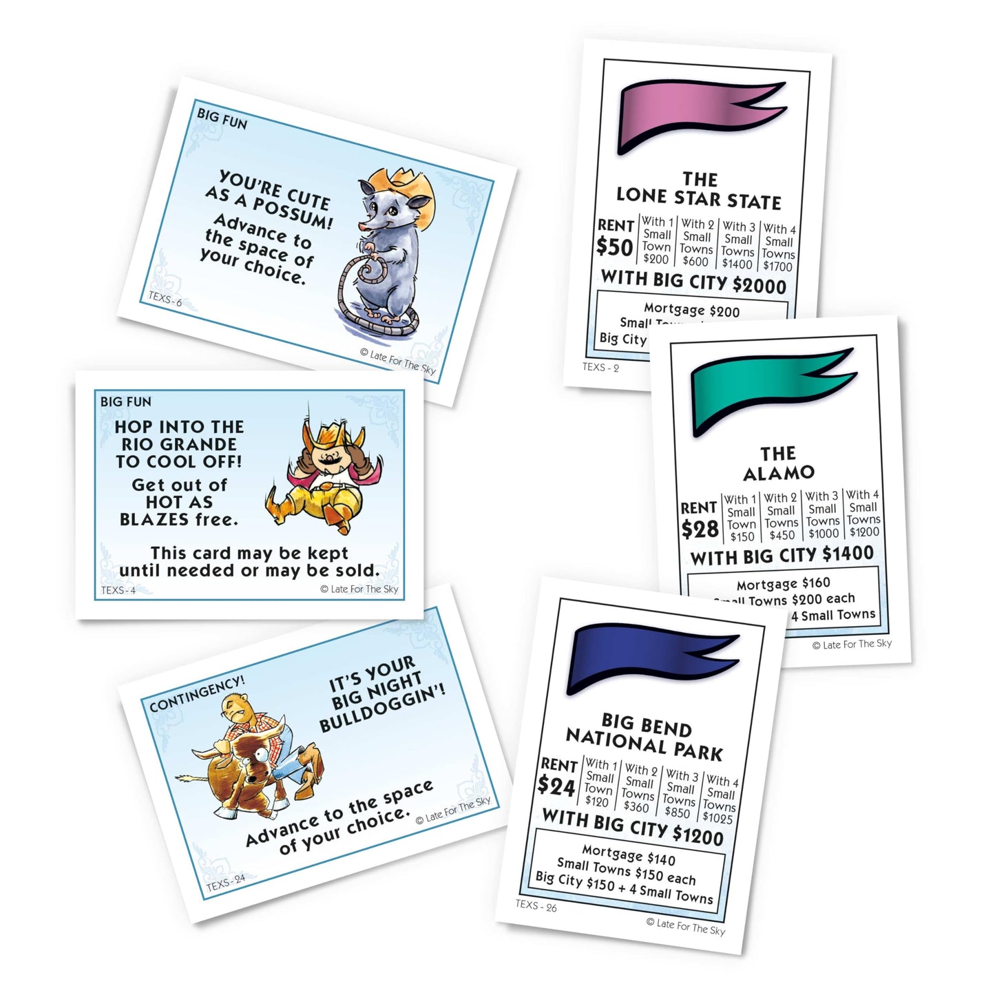 Late for the Sky Texas-opoly Game, 96 months to 9600 months