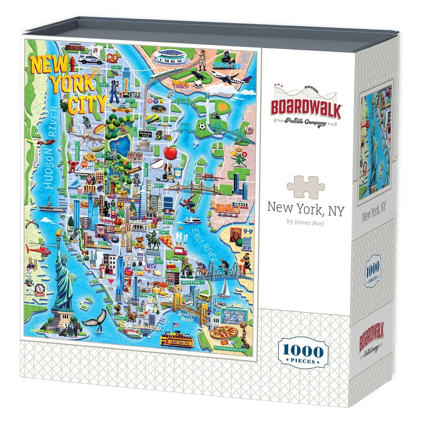 Boardwalk Puzzles New York, NY, 1000 Piece Jigsaw Puzzle for Adults, 19¼ x 26? Inches, Made in USA