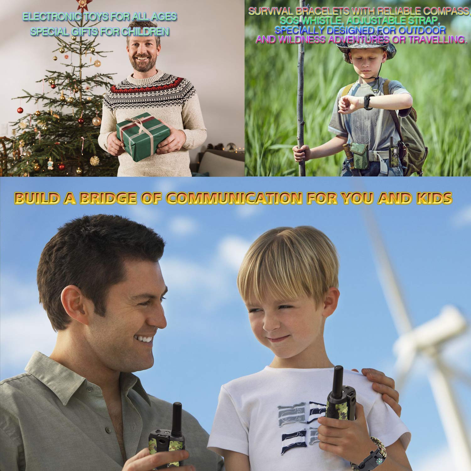 Gifts for Kids Aged 5-12 Boy Toys Kids Walkie Talkies 22 Channel 2 Way Radio 3 Miles Long Range fit Outdoor Adventure Hunt Game Camp Toys for Boys 6 7