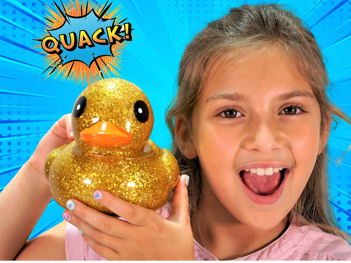 JA-RU Giant Glitter Rubber Ducks (2 Ducks Assorted) 7" Large Rubber Duck. Kid Bath Toys. Stress Relief Fidget. Beach & Pool Toy. Baby Shower
