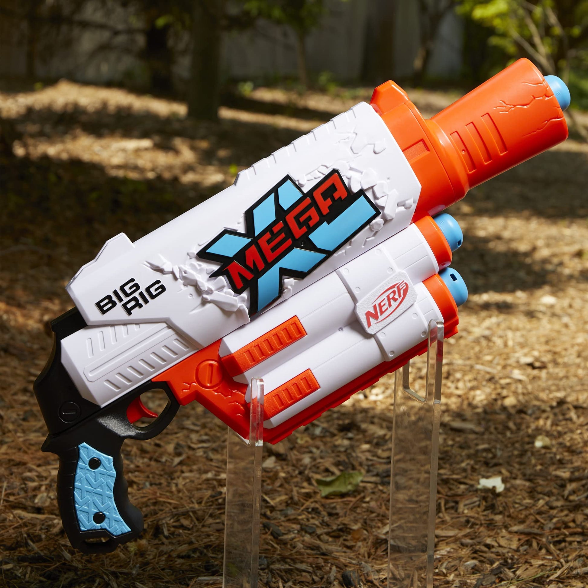Nerf Mega XL Big Rig Blaster, Largest Mega Darts Ever, 3 Mega XL Whistler Darts, XL Dart Blasting, Onboard Dart Storage