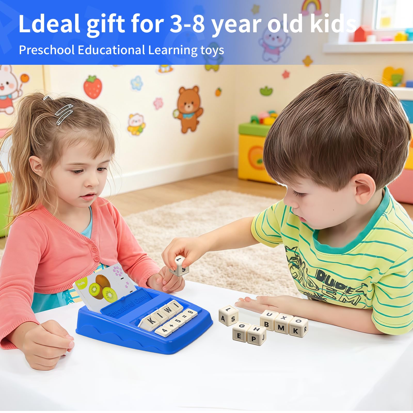 Educational Toys Learning Games for Kids 3-8, Matching Letter Spelling Early Math Game for Preschool& Kindergarten Kids Boys and Girls ?Christmas