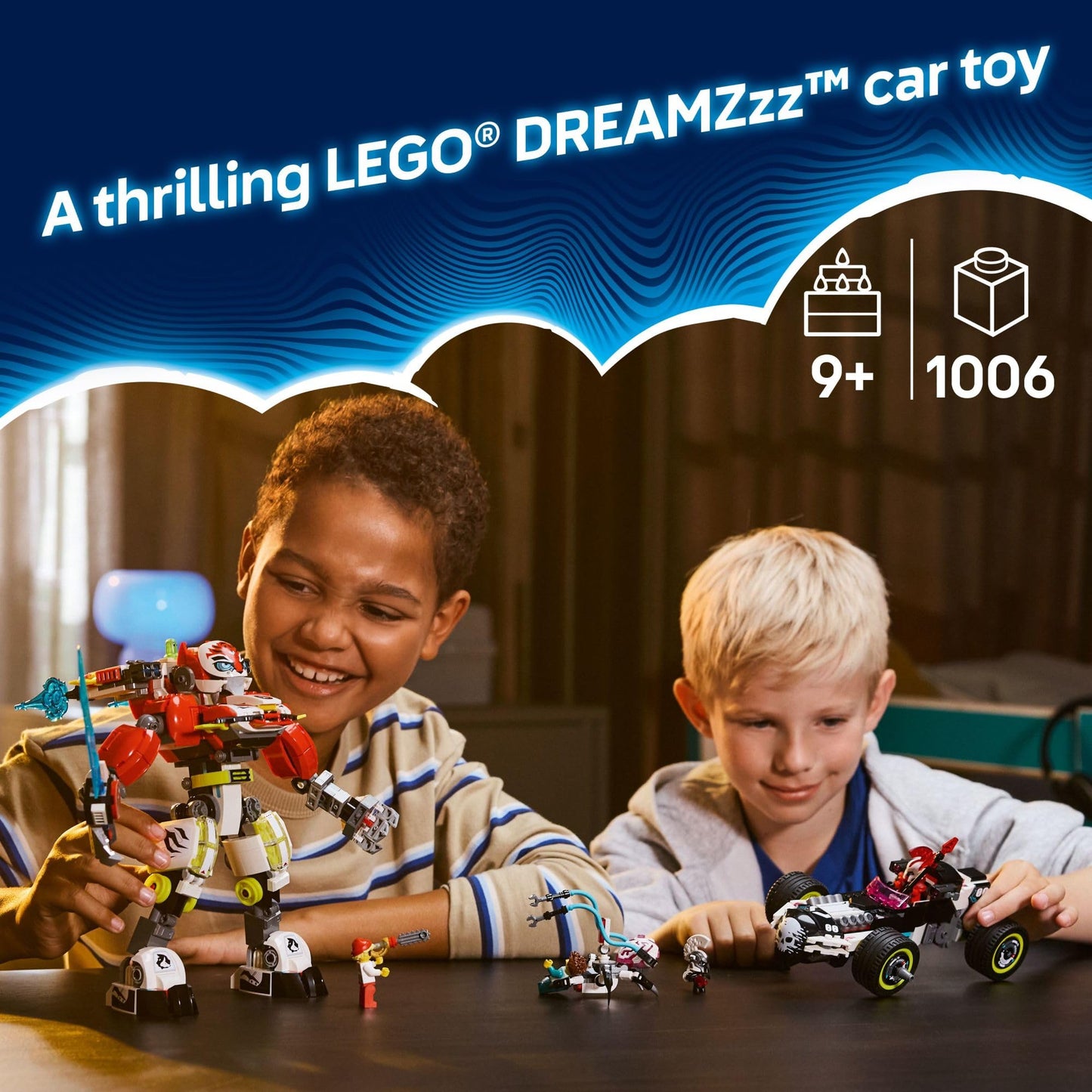 LEGO DREAMZzz Cooper's Tiger Mech & Zero's Hot Rod Car Toy - Building Robot Toy for Kids, Boys and Girls, Ages 9+ - Building Kit for Pretend Play -