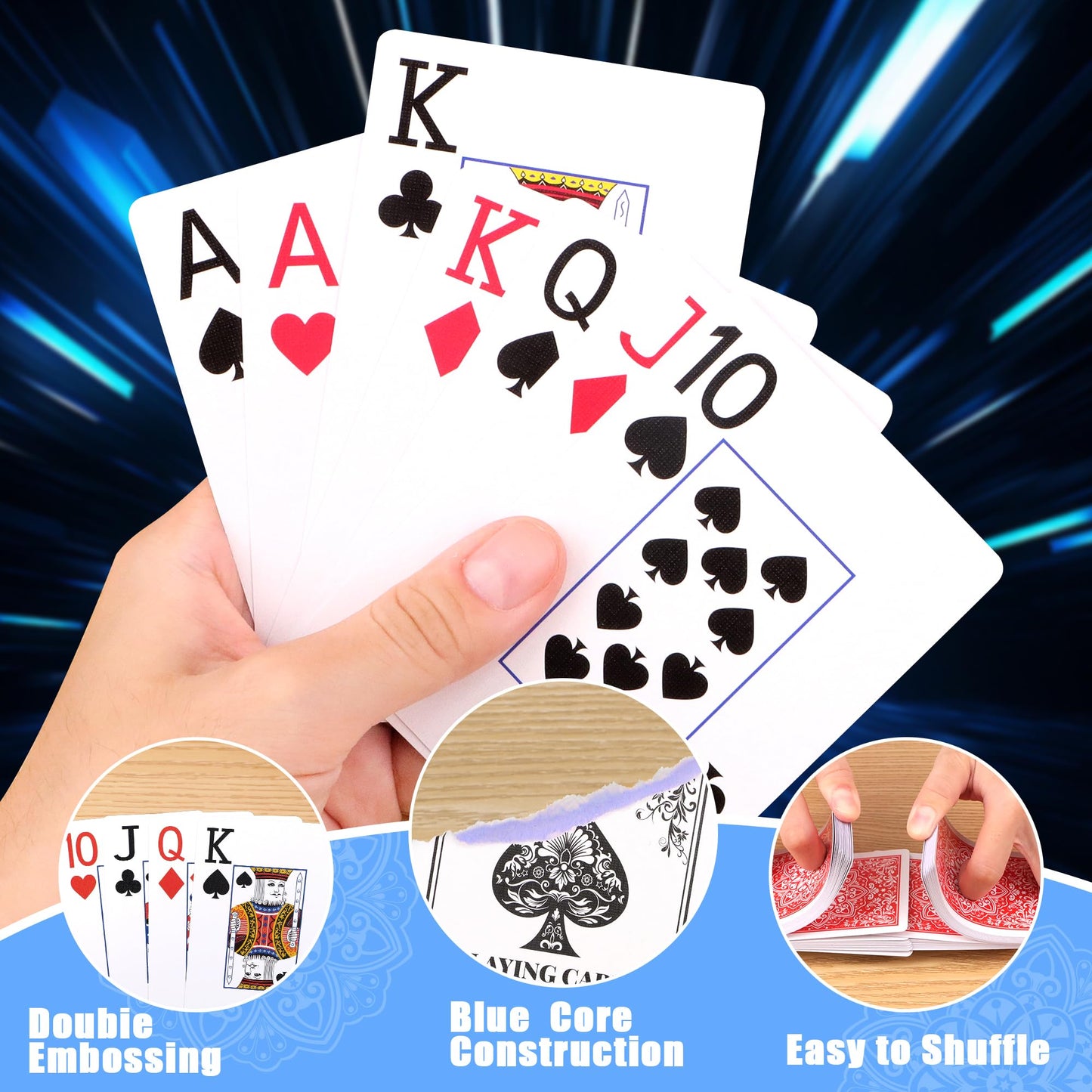 Playing Cards, Deck of Cards, Poker Cards, Jumbo Poker Size Large Print Playing Cards for Adults Seniors, Card Games for Family Game Night Table Games