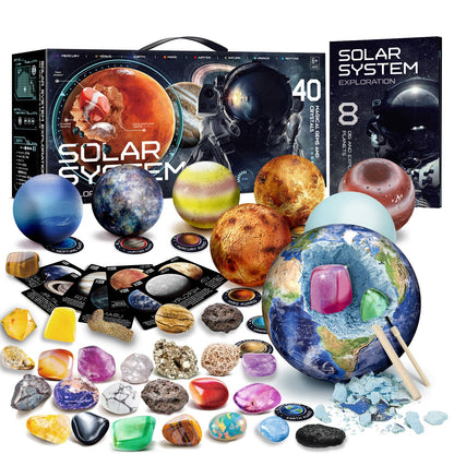 Gemstone Dig Kit - 40 Real Gems & Crystals, STEM Toy for Kids 6+