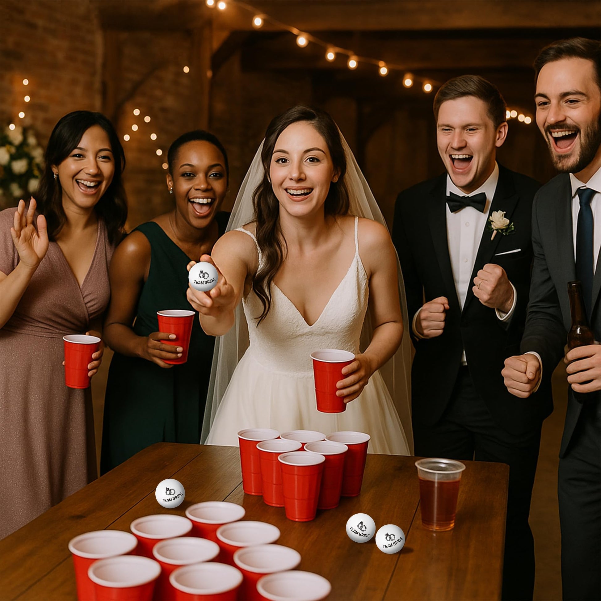 Bachelorette Party Beer Pong Balls - Team Bride 6 Pack Pong Ball Set | Bridesmaid Proposal Gifts Idea Funny Party Supplies Drinking Games Decorations