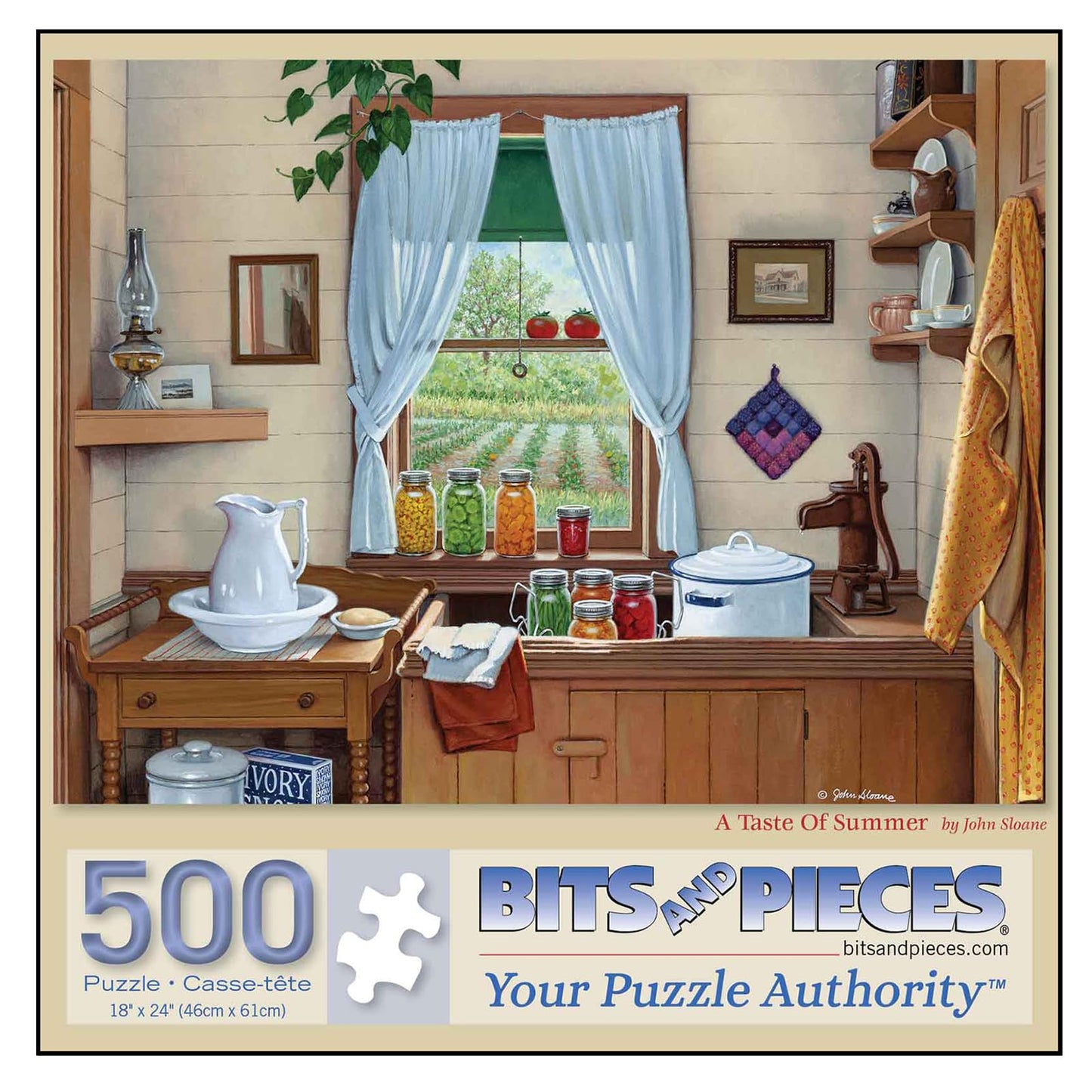 Bits and Pieces 500 Piece Puzzles for Adults - Taste of Summer - Large 18" x 24" Jigsaw Puzzles 500 Pieces Vintage Country Kitchen, No 2 Pieces Alike
