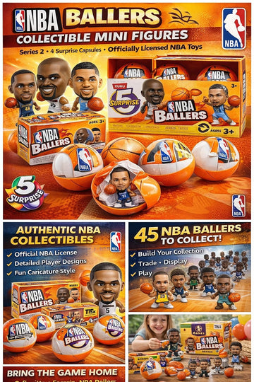 ZURU 5 Surprise NBA Ballers Series 2 Official NBA Collectible Figures & Accessories - Surprise Unboxing Basketball Sports Toy (4 Capsules)