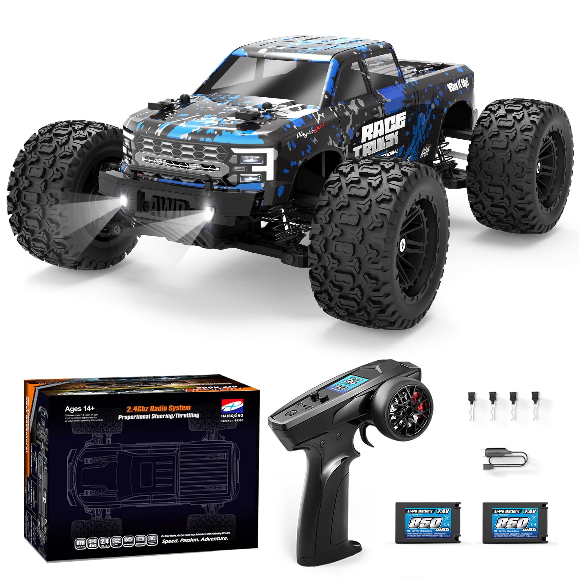 HAIBOXING RC Cars 1/18 Scale 4WD Off-Road Monster Trucks with 36+KM/H High Speed, 2.4 GHz Remote-Controlled Electric All Terrain Waterproof Vehicles
