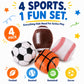 Liberty Imports 4 Pk Soft Stuffed PU Sports Balls for Kids, Toddlers - Football Baseball Basketball Soccer