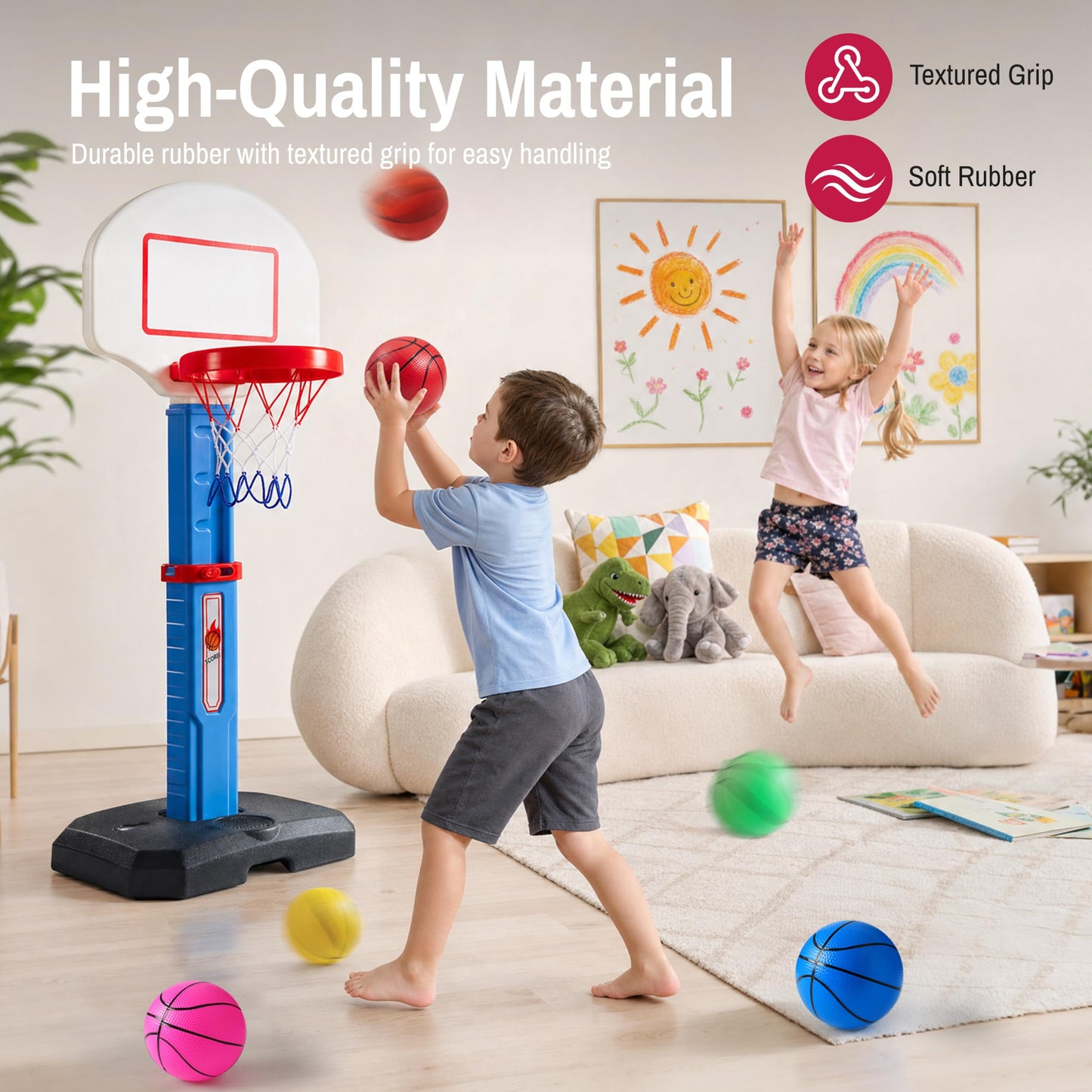SYNCFUN 6 PCS Mini Basketballs, 5 inches Colorful Small Ball for Basketball Hoop, Inflatable Rubber Ball, Sports Toys Gift for Kids and Teenagers (6
