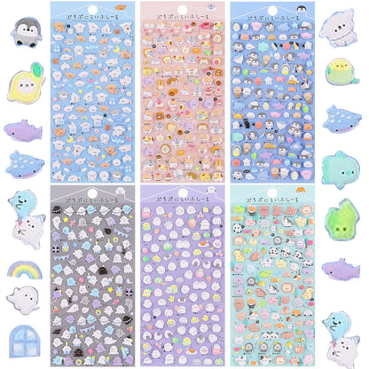 Cute Mini Puffy Stickers 600?, 3D Tiny Micro Bulk Sticker Set for Kids Girls and Adults Includes Cartoon Animals Cats Dogs Penguins Birds for Phone