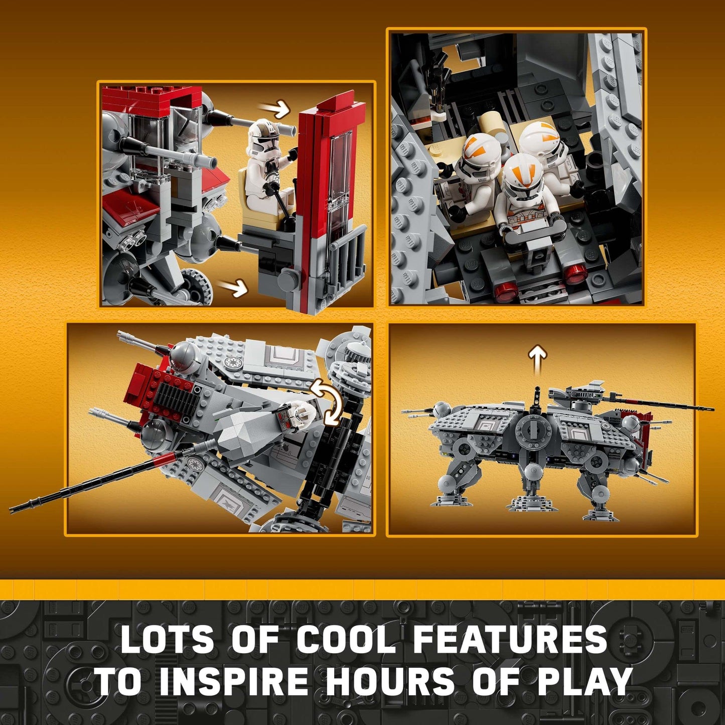LEGO Star Wars AT-TE Walker - Poseable Building Toy - Revenge of the Sith Set - Gift for Kids w/ 3 212th Clone Troopers, Dwarf Spider & Battle Droid