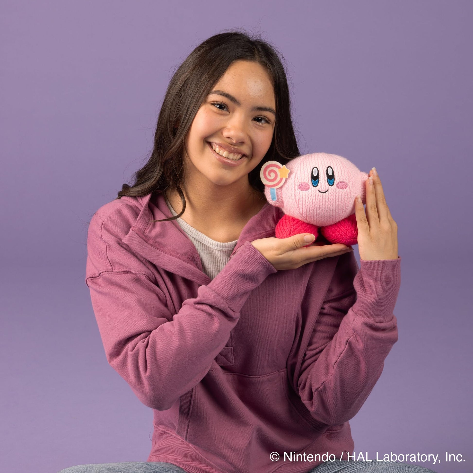 Tomy Nuiguru Knit Kirby Plushies - Hovering Kirby - Officially Licensed Crochet Gaming Plushies with Soft Knit Texture - Valentine's Day Gift