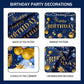 Blue and Gold Happy Birthday Decorations for Men,Birthday Banner, 70pcs Balloons, Backdrop,Balloon Arch Supplies for Boy