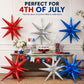 6 Pieces 27 Inches Red White Blue Star Explosion Balloons, Large 14-Pointed One-Piece Cone Stars Fireworks Aluminum Foil Balloons for 4th of July