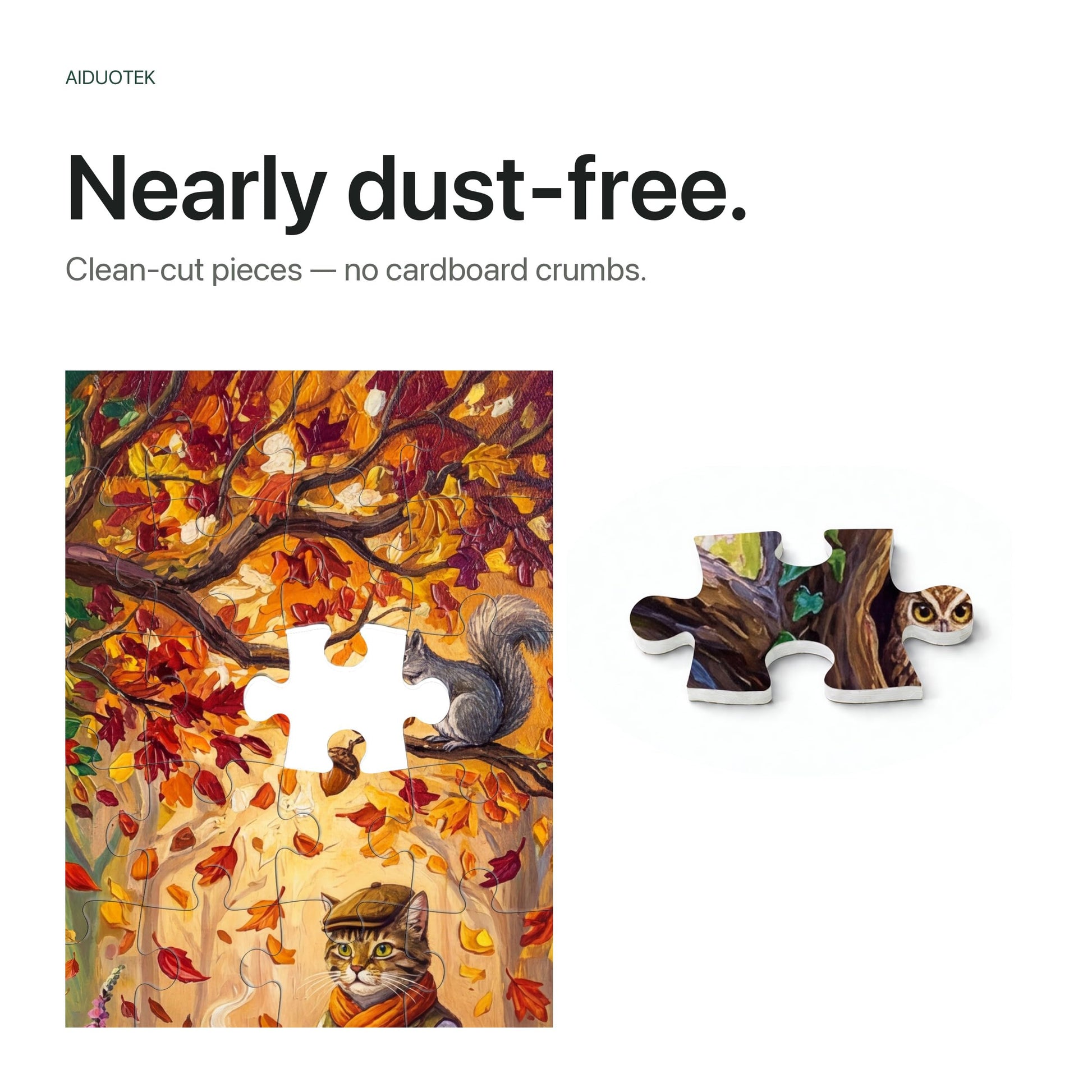 500 Piece Jigsaw Puzzle for Adults - Four Seasons Cat Cafe Whimsical Painting - Colorful Storybook Art Style 20.5x15 in with Reference Poster - Unique