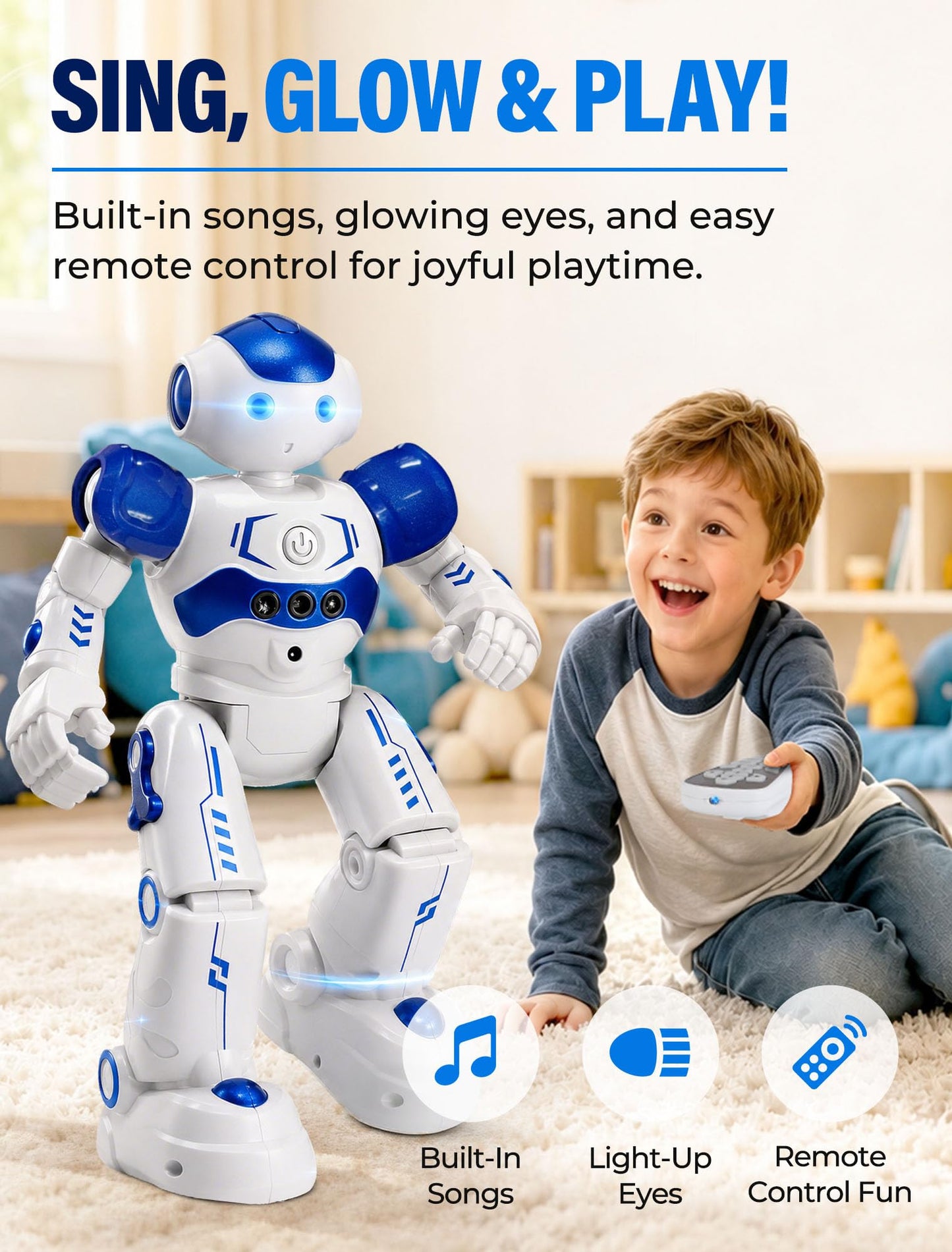KingsDragon RC Robot Toys for Kids, Gesture & Sensing Programmable Remote Control Smart Robot for Age 3 4 5 6 7 8 Year Old Boys Girls Birthday Gift