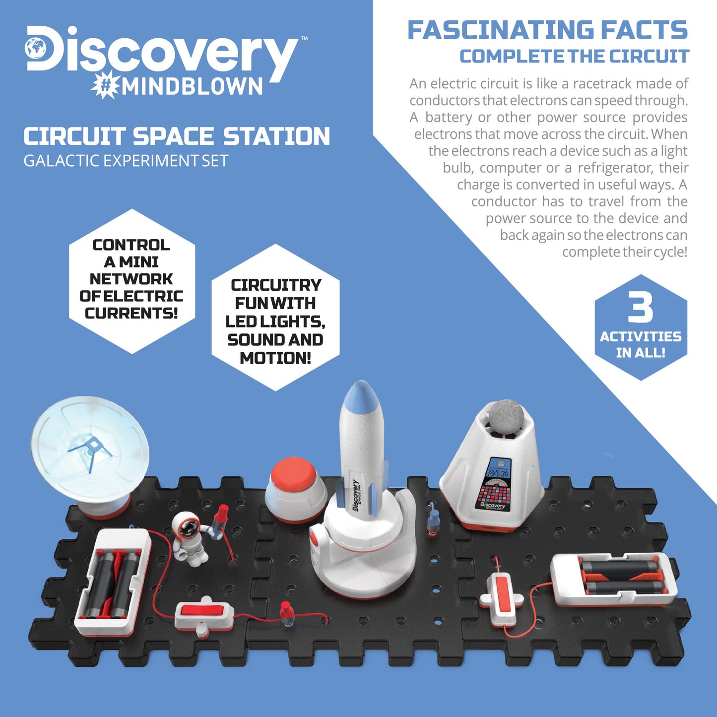 Discovery #Mindblown Circuitry Space Station Galactic Experiment Set, Build-It-Yourself Engineering Toy Kit, Explore The Science of Motion, Great Gift