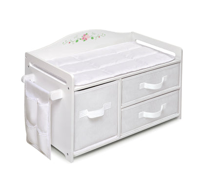 Badger Basket Doll Care Station with Three Baskets and Pocket Organizer for 18 to 20-Inch Dolls - Elegant Playset with Storage and Accessories