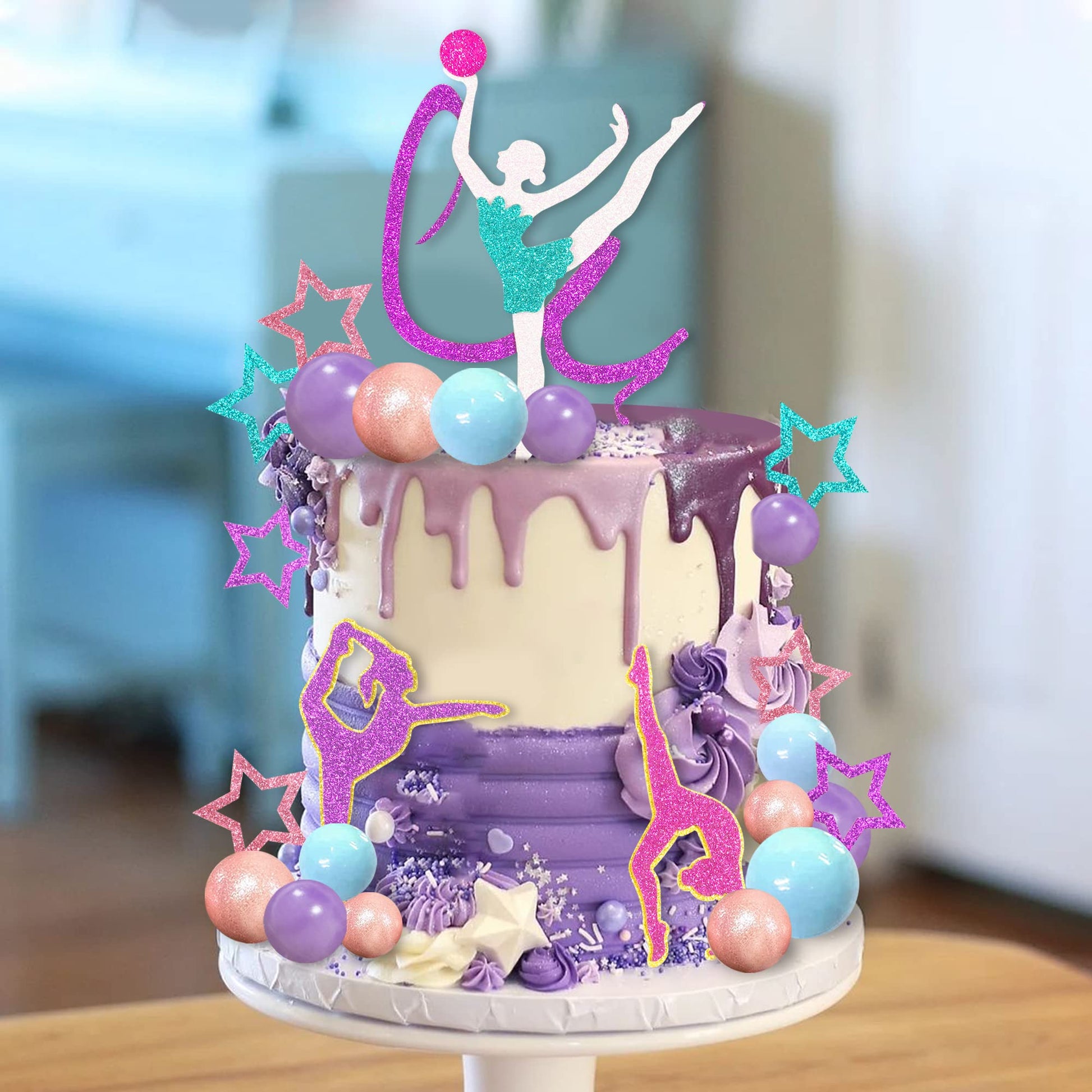 27 PCS Gymnastics Cake Toppers Gymnastics Balls Cake Decorations for Gymnastic Theme Birthday Supplies (Gymnastic)