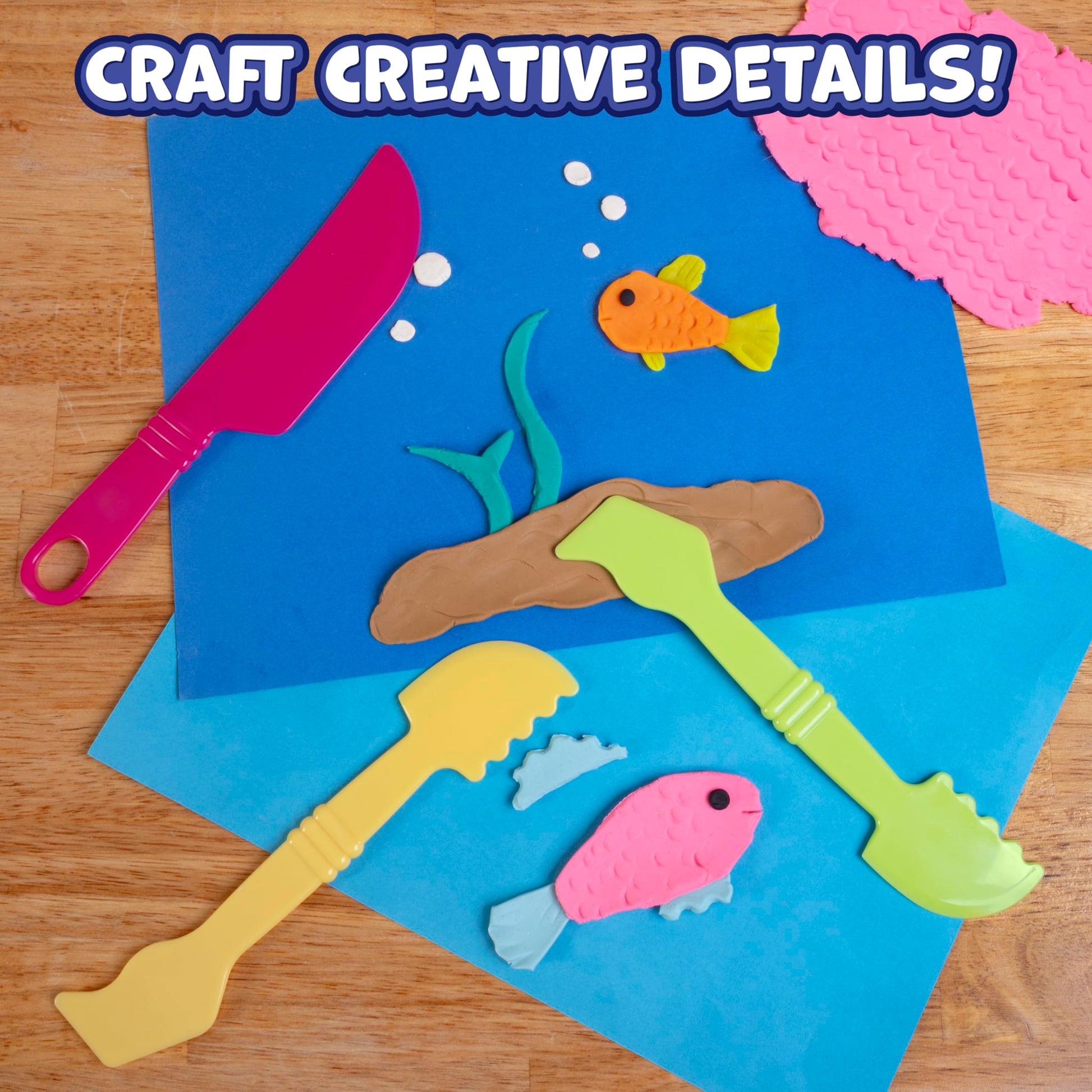 READY 2 LEARN Dough Cutting Tools | 4 Piece Playdough Accessories | 2 Knives and 2 Spatulas | Clay and Dough Tools for Toddlers | Chunky Plastic