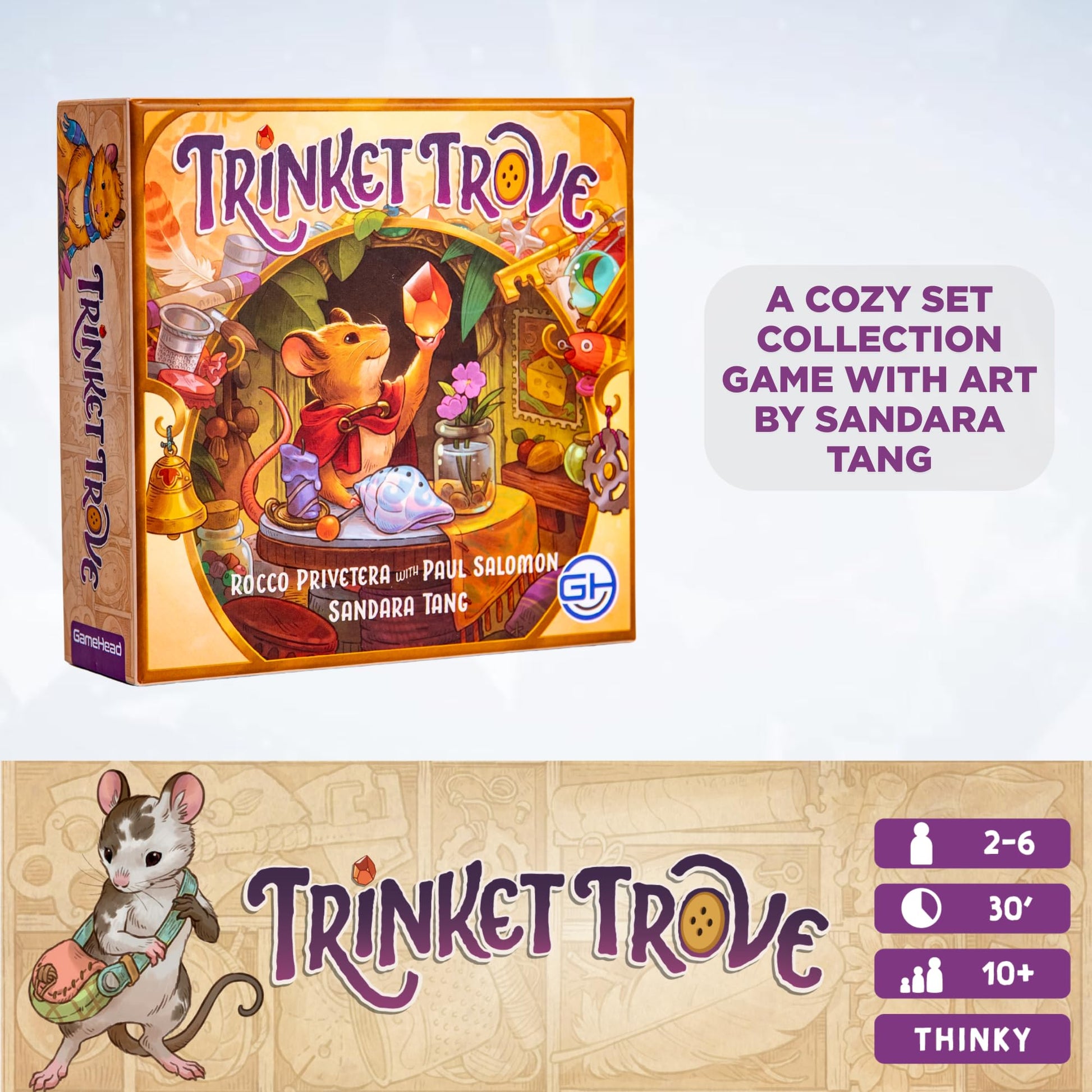 GameHead Trinket Trove, A Strategic Set Collection Card Game, Collect & Trade Shiny Treasures, 2-6 Players, Ages 10+, 30 Minute Play Time, Fun