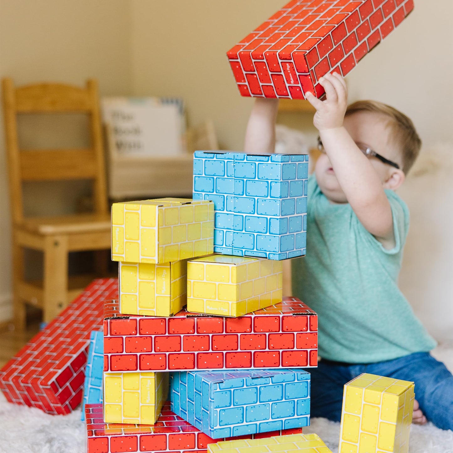 Melissa & Doug Jumbo Cardboard Blocks Building Set (40 pc) - Lightweight Building Toys and Montessori Toys for Toddlers and Preschool Learning