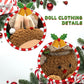 Lukxi 17cm Doll Christmas Clothes, 2-Piece Reindeer Outfit for Lububu(No Doll), Small Kawaii Clothes Set for 6.7" Dolls, Gift for Women(Brown)