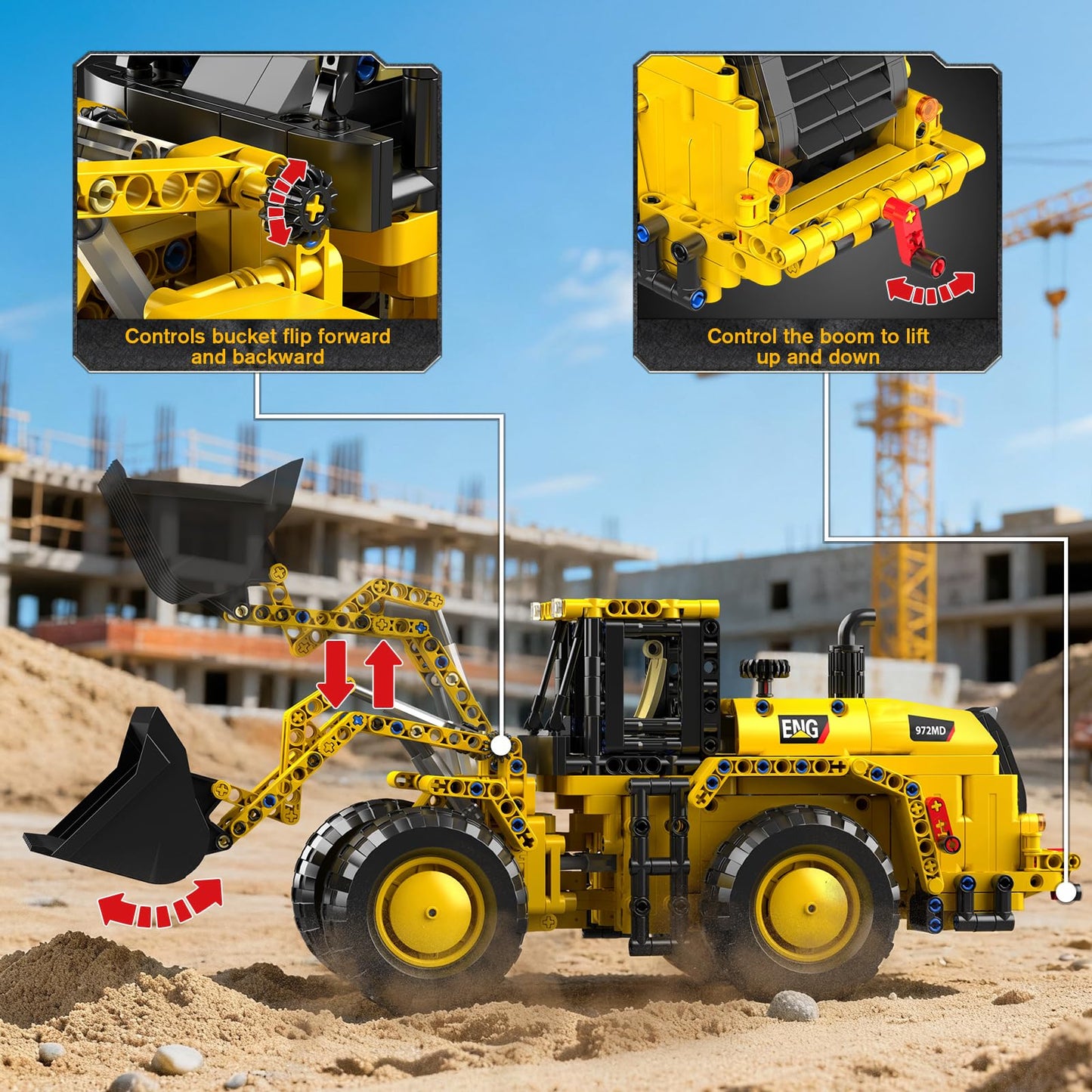 Mould King Technik Wheel Loader Builidng Sets, 17084 MOC Construction for Adults, Engineering Vehicle Model Kits with Articulated Steering/Scoop