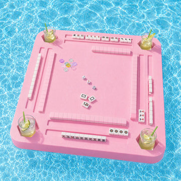 Floating Mahjong Table for Pool - Floating Mahjong Table Tray with Tile Holder and Cup Holder - Waterproof Floating Mahjong Game Table for Swimming