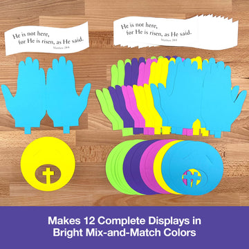FreshCut Crafts Easter Devotional Matthew 28:6 "He is Risen Punch-Out Paper Bible Craft Kit 12 Pack: Creative Easter Verse & Color Creation Ideas