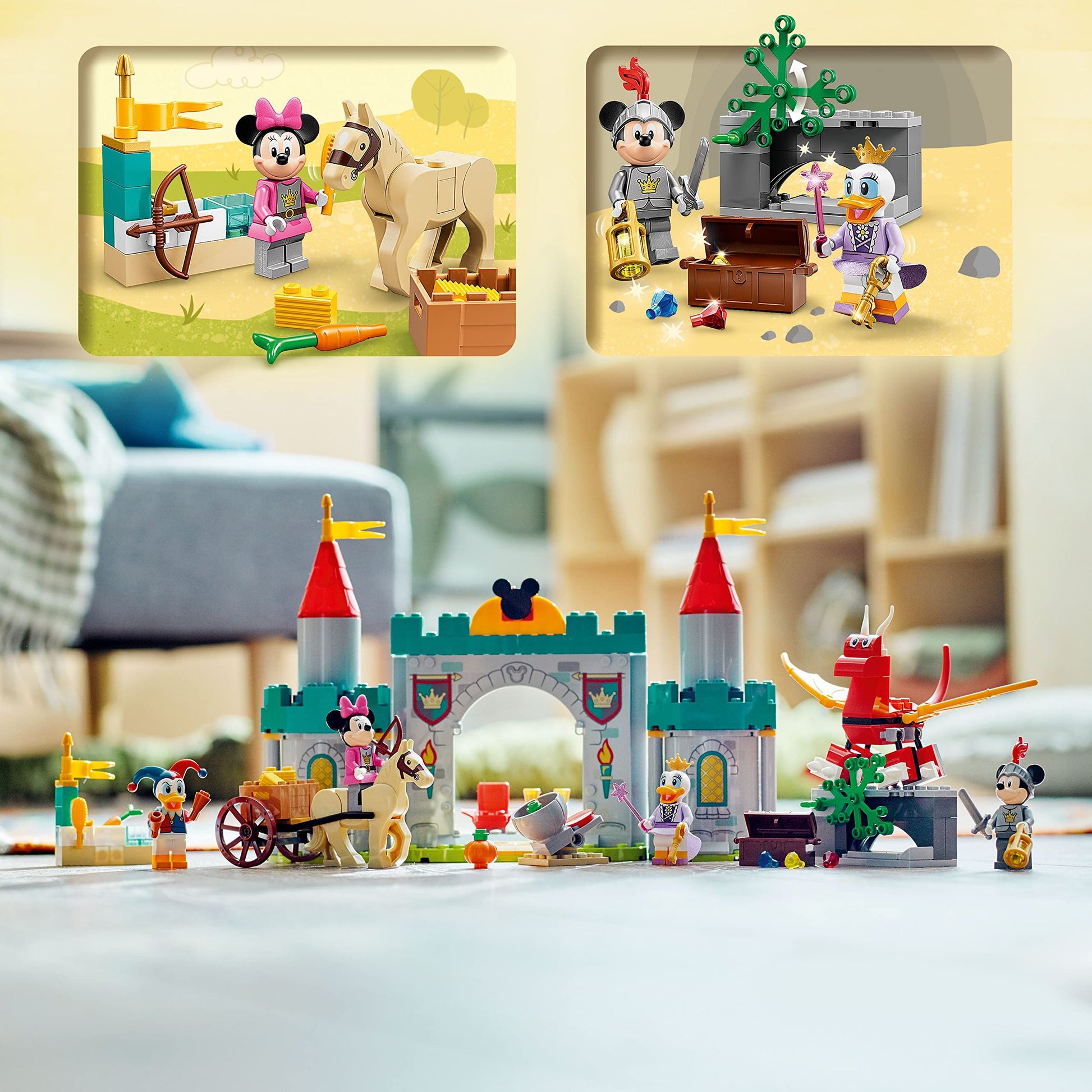 LEGO Disney Mickey and Friends Castle Defenders 10780 Buildable Toy with Minnie, Daisy and Donald Duck Plus Dragon & Horse Toys for Kids 4 Plus Years