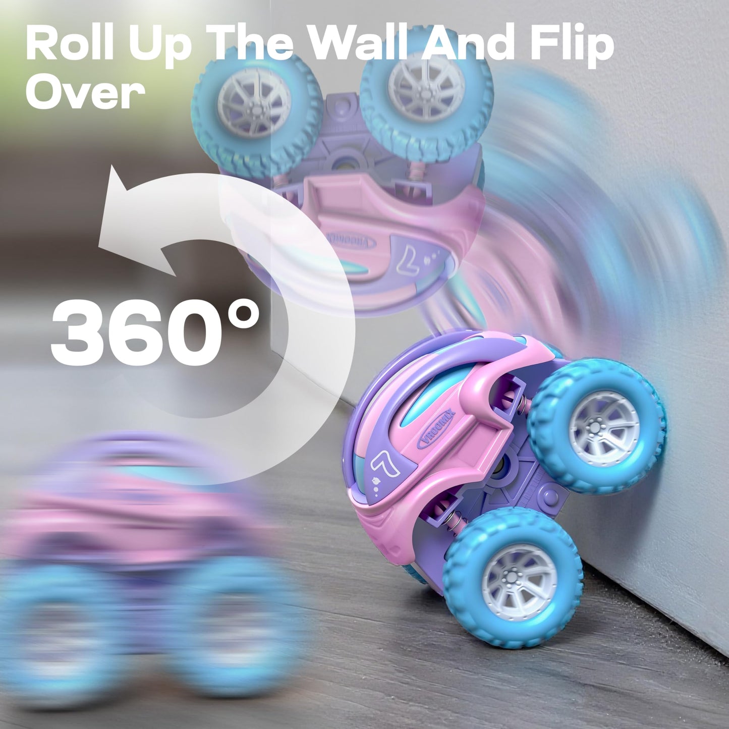 Vroomix Jova 3 Pack Monster Truck Toys for Toddlers Girls, Friction Powered Pull Back Car Toys with Crash, Flip & Bouncing for Girls Age 18 Month