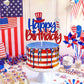 Levvcirki Independence Day Cake Topper Happy Birthday Cake Decoration for Boys Girls Red and Blue Glitter USA Patriotic Cake Decorations for Happy 4th