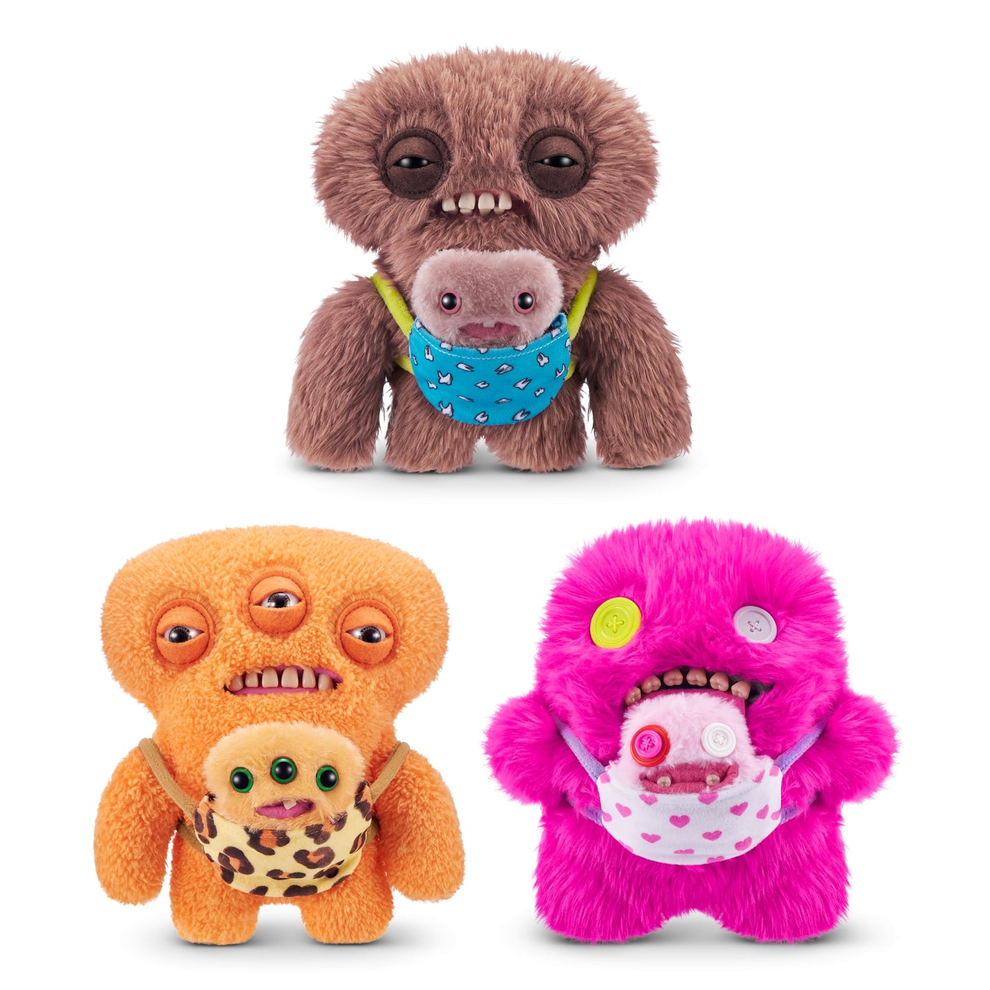 Fuggler Mini Rascals 9-inch Assortment Series 1 (Double Trouble) (Alien (Orange - Teddy) by ZURU, Funny Ugly Monster Plush Toy