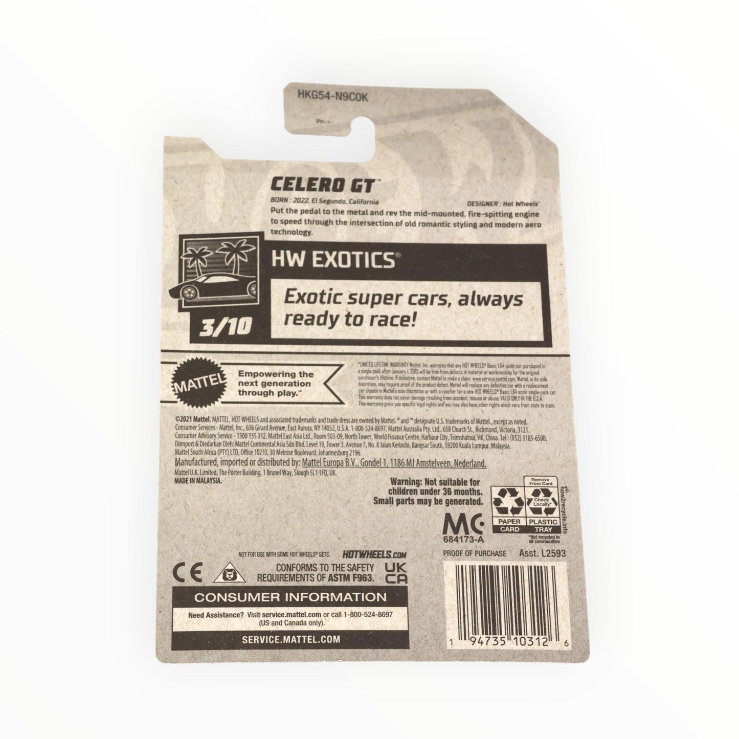 Hot Wheels Celero GT, HW Exotics 3/5 [gray] 178/250
