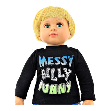 American Fashion World Boy’s Long Sleeve Shirt and Pant Set for 18-Inch Dolls | Premium Quality & Trendy Design
