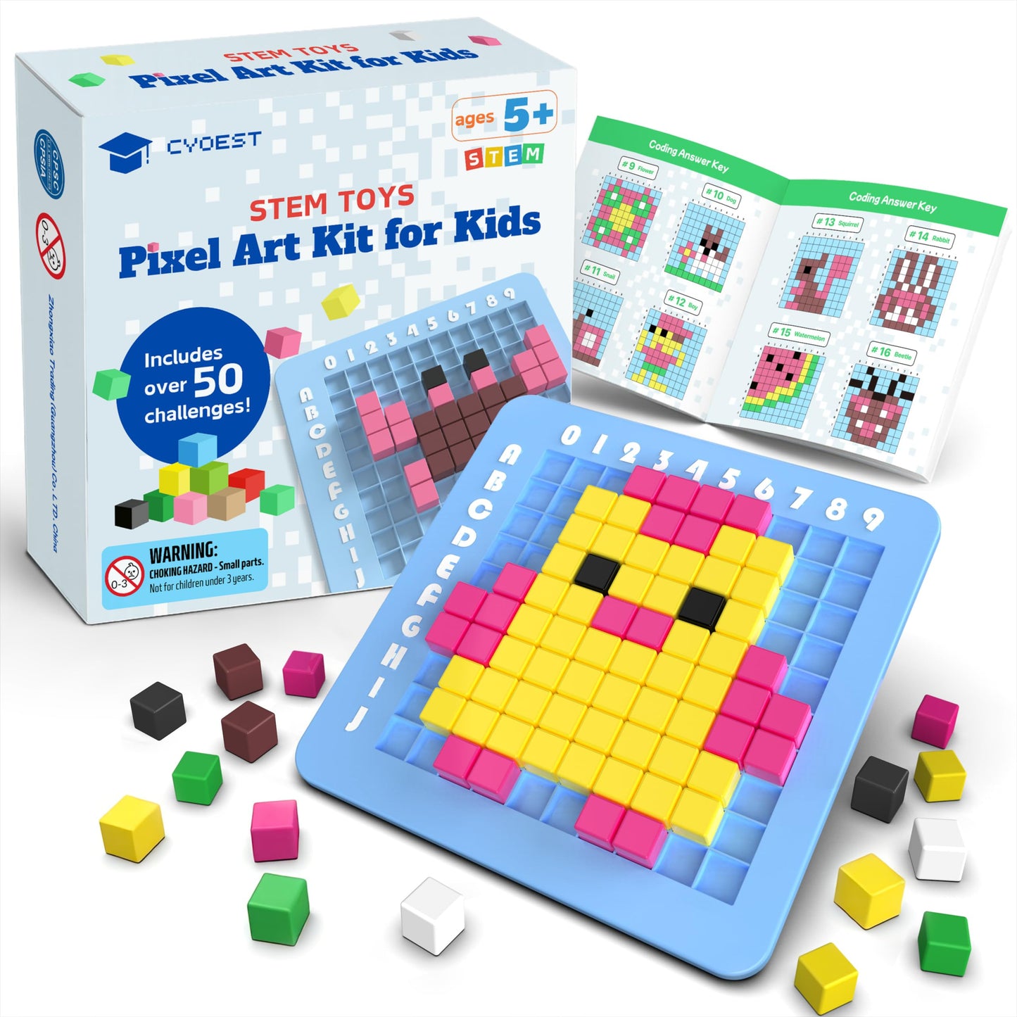 STEM Toys Pixel Art Kit for Kids - Arts and Crafts for Boys & Girls - Educational Science Kits & STEM Activities for Kids Ages 5-8-12 Gifts for 5, 6