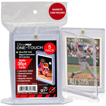 Ultra Pro One Touch 35pt Magnetic Card Holder - Hard Plastic Card Protector Case with UV Blocking - Clear Display for Standard Size 2.5" x 3.5"