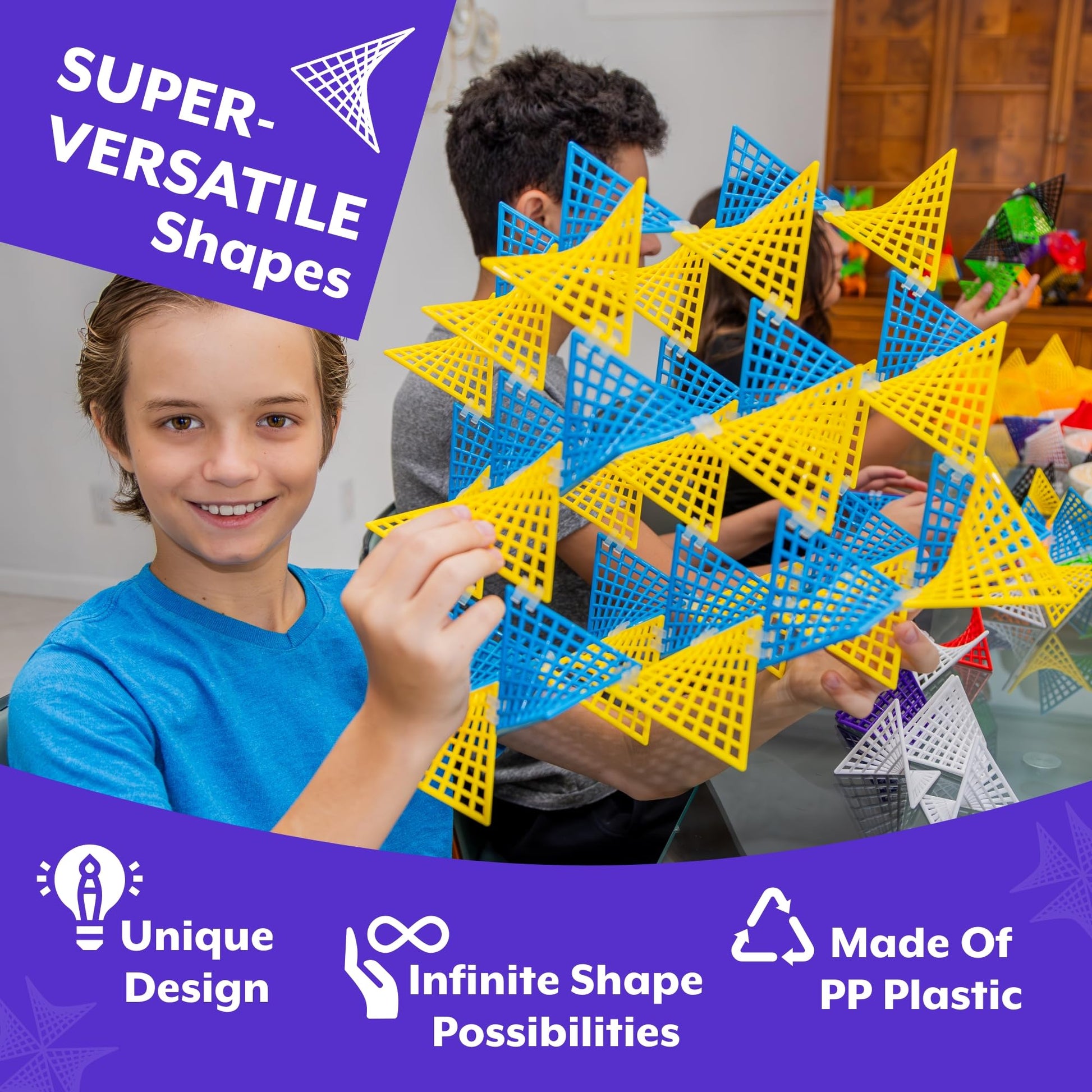 HyperTiles Hyperbolic Building Toy - 3" x 3" STEM Educational 3-Dimensional Adventure: 48 Tiles & 80 Connectors for Logic & Creativity - Infinite