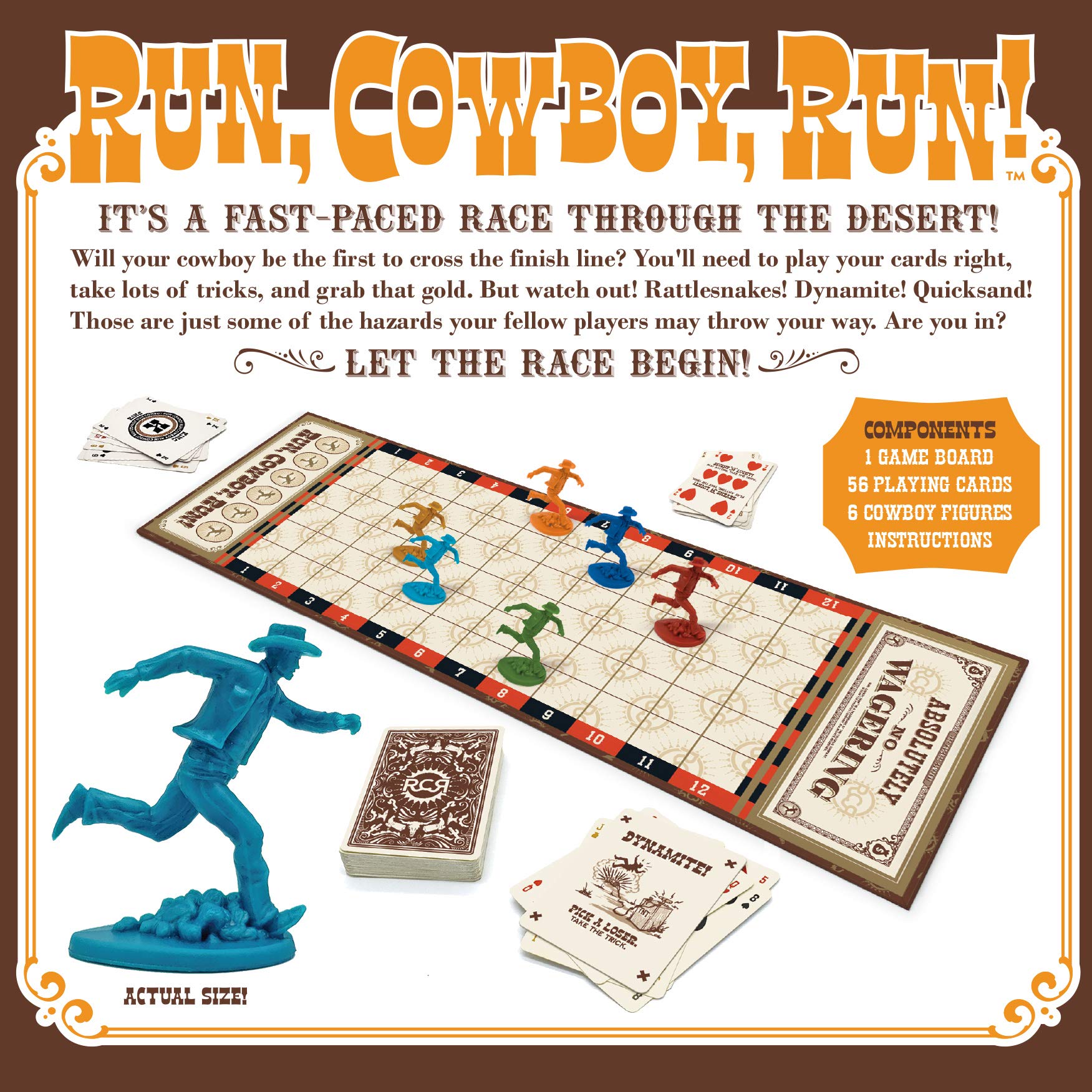Run, Cowboy, Run! The Fast-Paced Card Game of Running Cowboys, Perilous Hazards ... and Gold! Ages 10 Plus, Family Friendly, 2-6 Players