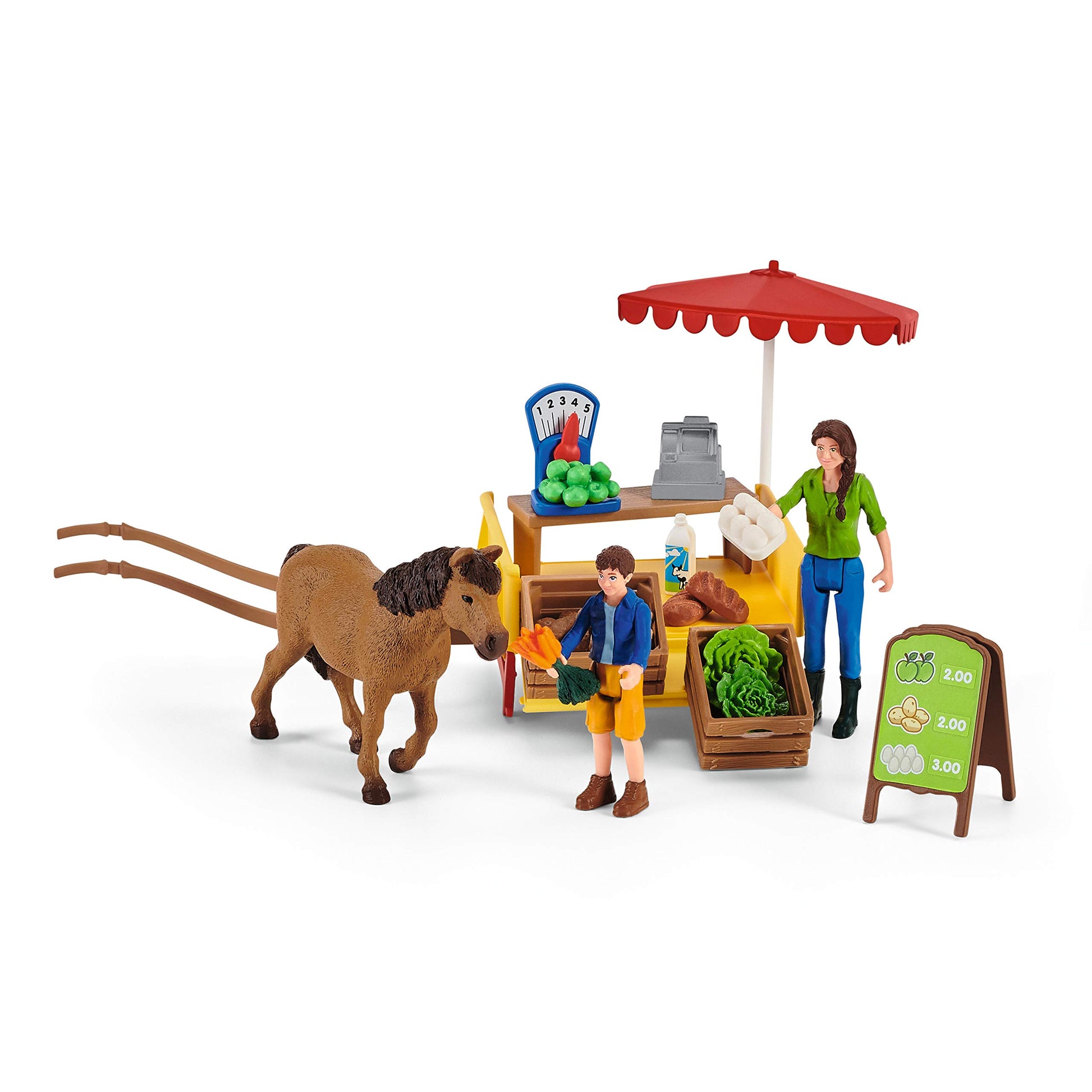 Schleich Farm World, 21-Piece Playset, Farm Toys for Girls and Boys Ages 3-8, Sunny Day Mobile Farm Stand