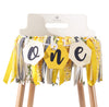 Bee Theme High Chair Banner - Happy 1st Bee Day Birthday Banner, First Birthday Decoration for Boys and Girls, Bumble Be e Themed Bday Party